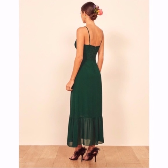 NEW Reformation Emersyn Dress Emerald 2 - Picture 14 of 17